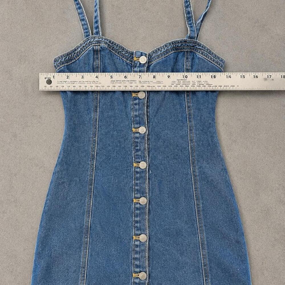 PacSun Light Wash Denim Button Front Corset Mini Dress Y2K Size S - Picture 6 of 6